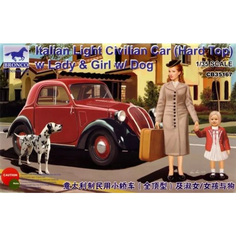 Bronco Models Italian Light Civilian Car (Hard Top) With Lady - Dog