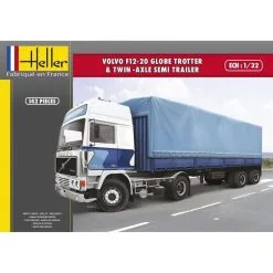 Heller VOLVO F12-20 GLOBE TROTTER & TWIN-AXLE SEMI TRAILER